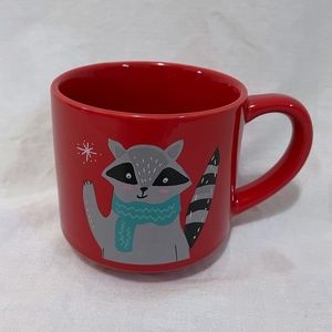 Caribou Coffee Raccoon Mug 10oz Red Winter Holiday Ceramic Coffee Glazed Ceramic